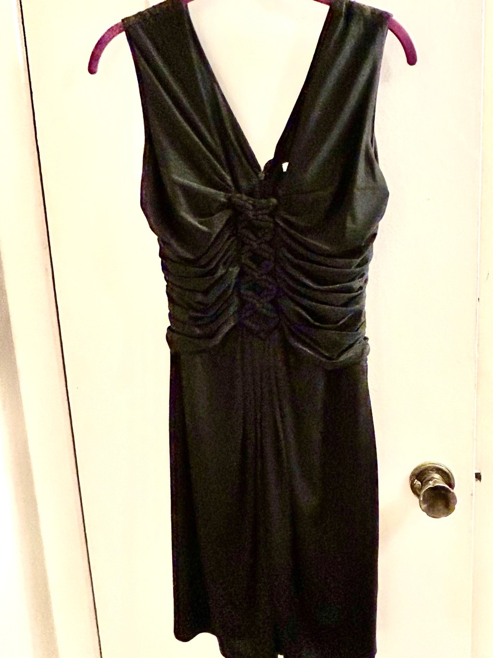 Esley Black Ruched V-Neck Sleeveless Dress